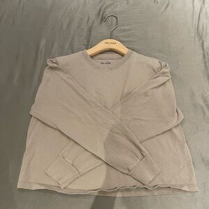 Brandy Melville Taupe Cotton Long Sleeve Tee – One Size